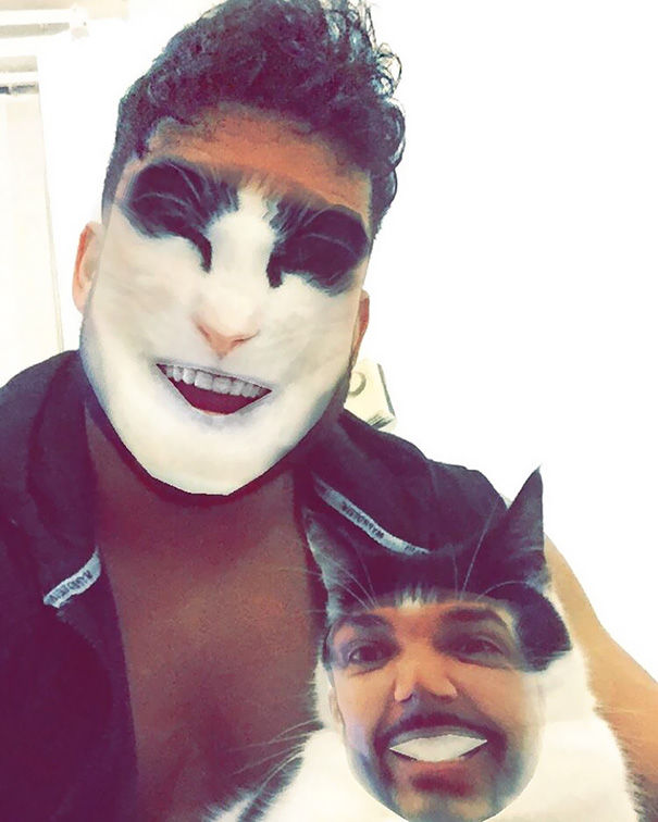 Face swap. Парни в снапчат масках кошек. Lola face swap.