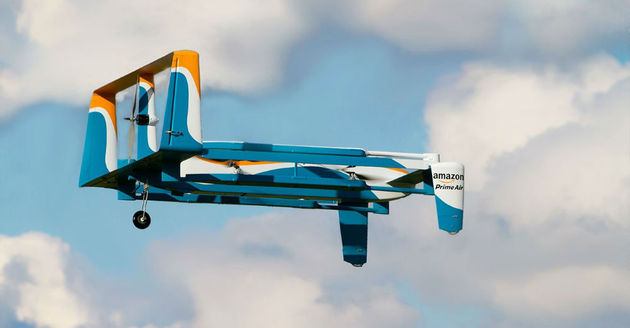 <i>Amazon\u2019s drone levert pakjes tot 2.5 kilo, bron: Amazon.</i>