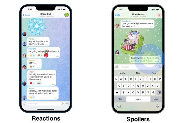 Emoji-reacties en Spoiler alerts in Telegram