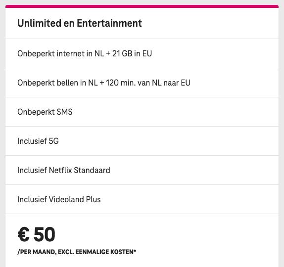 Het nieuwe Unlimited & Entertainment abonnement van T-Mobile